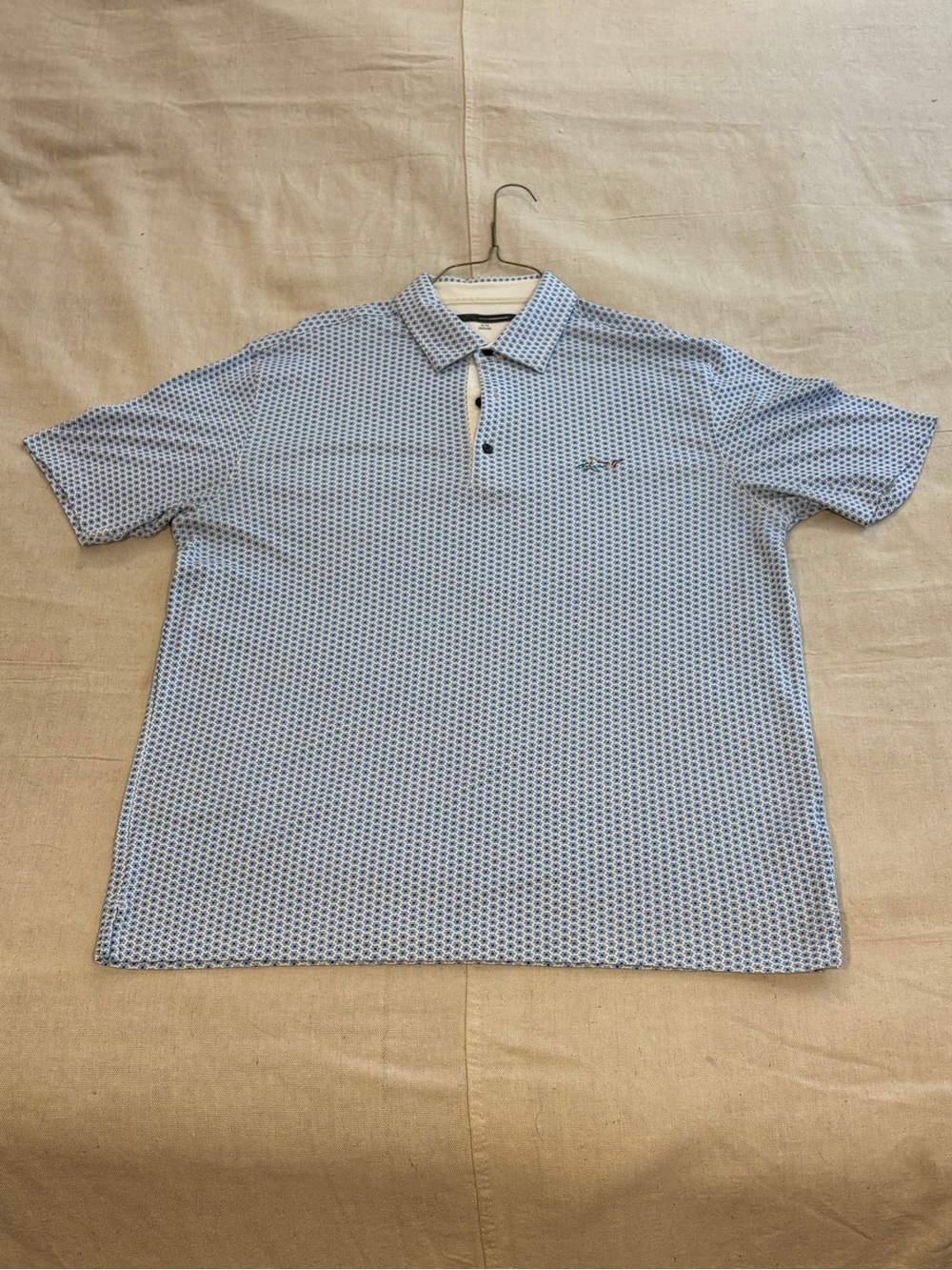Greg Norman Collection Light Blue Patterned Polo XL